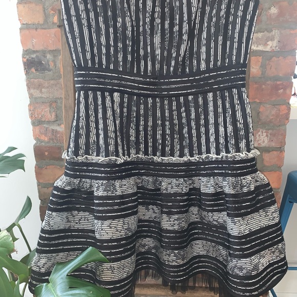 BCBG Madeline Stripe Jacquard Strapless Dress - Picture 3 of 5